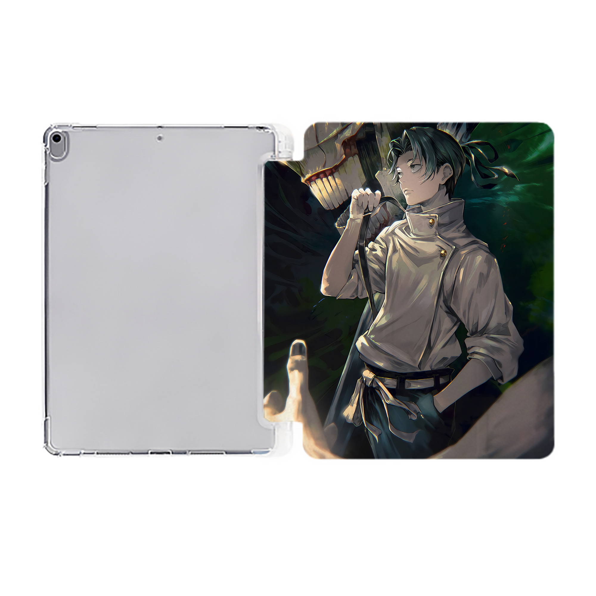 （画像用） 呪術廻戦 Jujutsu Kaisen IPad ケース ペン収納付き 三つ折りスタンド PUレザー×シリコン 対応機種9.5/10.5/10.9インチ